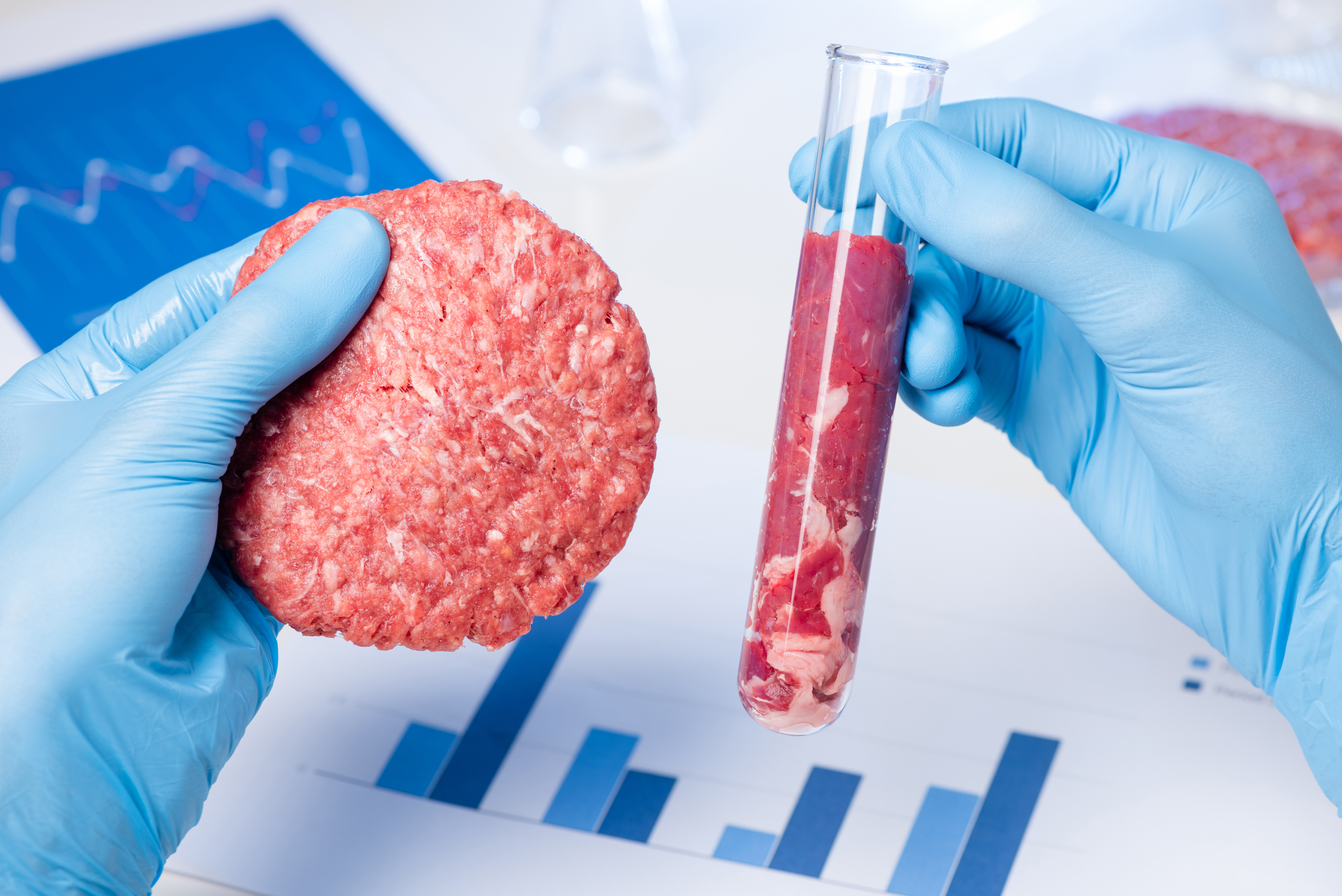 Extraits de viande dans un laboratoire