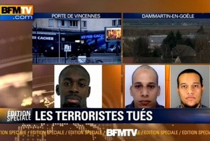 Capture d'écran BFM TV de la prise d'otage de Charlie Hebdo