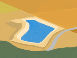 Une méga-bassine entouré de champs avec une rivière assez proche